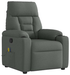 vidaXL Poltrona de massagens reclinável tecido cinzento-escuro