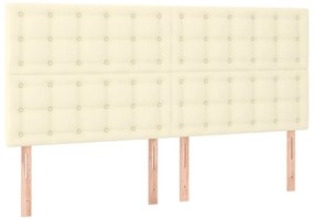 Cabeceira cama c/ LED 180x5x118/128 cm couro artificial crème