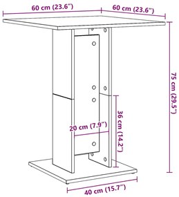 Mesa bistrô 60x60x75 cm derivados de madeira cinzento cimento