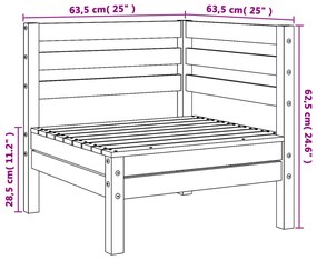 Sofás de canto para jardim 2 pcs pinho maciço castanho-mel