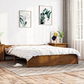 vidaXL Estrutura de cama 140x190 cm madeira maciça castanho-mel