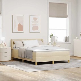 vidaXL Cama Box com Colchão Creme, 160x200cm, Tecido