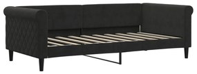 Sofá-cama com gavetão e colchões 90x190 cm veludo preto