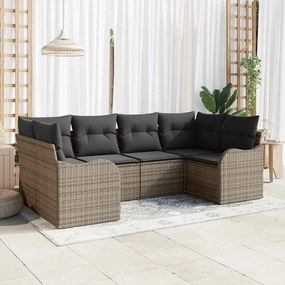 Conjunto de Sofá de Jardim vidaXL 6 Peças com Almofadas Cinza Polirattan
