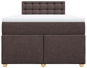 Cama boxspring com colchão 120x190 cm tecido castanho-escuro