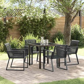 vidaXL Conjunto de Jantar de Jardim 5 Peças Preto Rattan Sintético