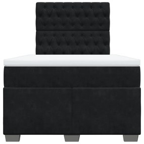 Cama boxspring com colchão 120x190 cm veludo preto