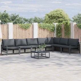 vidaXL Conjunto de Sofá de Jardim 8 pcs Cinzento-escuro Aço