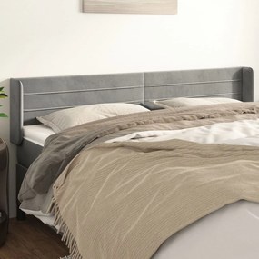 Cabeceira de cama c/ abas veludo 183x16x78/88 cm cinzento-claro