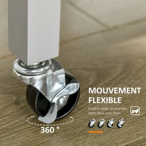 Carrinho de serviço de cozinha com rodas e bancada em madeira de seringueira - 2 prateleiras, 1 gaveta e 1 suporte para panos de cozinha