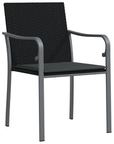 5 pcs conjunto de jantar p/ jardim c/ almofadões vime PE e aço
