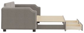 Sofá-cama c/ gavetão/gavetas 90x200 cm tecido cinza-acastanhado