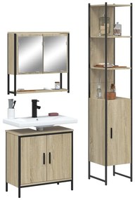 vidaXL 3 pcs conj. móveis casa banho derivados madeira carvalho sonoma