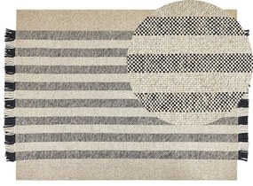 Tapete de lã branca e preta 160 x 230 cm TACETTIN Beliani