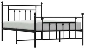 Estrutura de cama com cabeceira e pés 100x200 cm metal preto