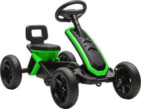 AIYAPLAY Kart Pedais Kart com Rodas Antiderrapantes de EVA Estrutura Metálica Carga 30 kg para Crianças de 2-5 Anos 85,5x49x57 cm Verde | Aosom Portugal