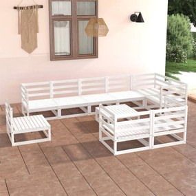 vidaXL 10 pcs conjunto lounge de jardim pinho maciço branco