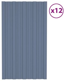 vidaXL Painéis de telhado 12 pcs 80x45 cm aço galvanizado cinzento