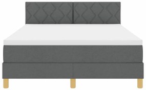 Cama Box Spring com Colchão &amp; LED Cinza Escuro 160x200 cm Tecido