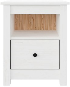 Mesa de cabeceira 40x35x49 cm madeira de pinho maciça branco