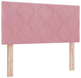 Cama Box Spring vidaXL com Colchão Rosa 90x190 cm Veludo