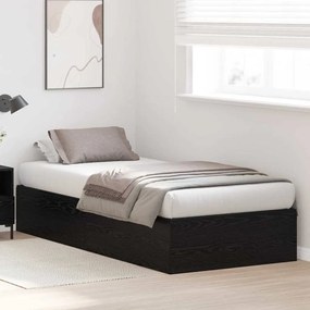 Cama de Armazenamento Preta de Carvalho 90x190 cm