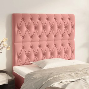 Cabeceira de cama 2 pcs veludo 90x7x78/88 cm rosa