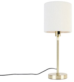 Candeeiro de mesa ajustável dourado com abajur branco em bouclé 20 cm - Parte Design