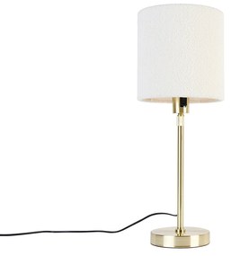 Candeeiro de mesa dourado regulável com abajur branco 20 cm - Parte Design