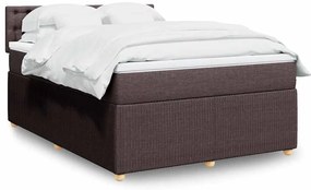 vidaXL Cama com molas/colchão 140x190 cm tecido castanho-escuro