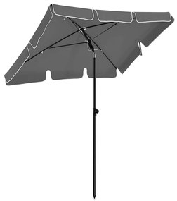 Guarda-sol retangular para varanda SONGMICS 1,8 x 1,25 m, proteção FPS 50+, proteção solar inclinável, cobertura revestida de PA, bolsa de transporte, terraço de jardim, base não incluída, cinza GPU180G01