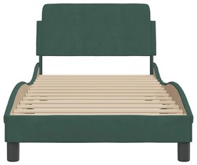 Estrutura de cama sem colchão 90x200 cm veludo verde-escuro