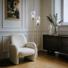 Candeeiro de pé Art Déco em latão com vidro transparente 2 luzes - Rid