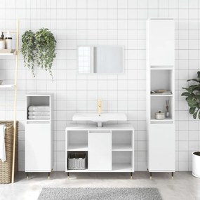 vidaXL 3pcs conj. móveis casa banho derivados madeira branco brilhante