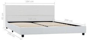 Estrutura de cama 160x200 cm couro artificial branco