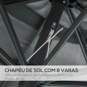 Chapéu de Sol Ø264x253cm com Proteção UV+50 Chapéu de Sol de Alumínio