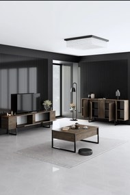 Conjunto de Mobiliário de Sala Luxe – Nogueira/Preto – Console 160x35x