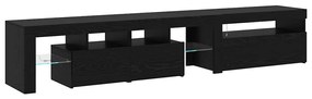 Armários para TV vidaXL 2 pcs com Luzes LED Carvalho Preto Madeira Eng