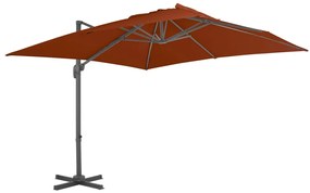 vidaXL Guarda-sol de jardim cantilever c/ poste de alumínio terracotta