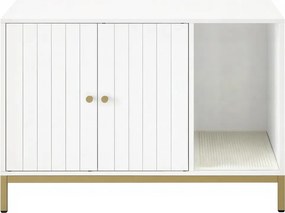 Móvel para caixa de areia para gatos 80 x 50 x 55 cm branco-dourado