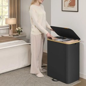 Cesto da roupa suja com tampa e saco removível 60 x 38,5 x 75 cm, 170 L, preto