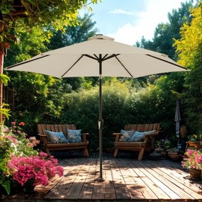 Guarda-sol solar LED Miami alumínio Ø270 cm proteção UV 80+ bege