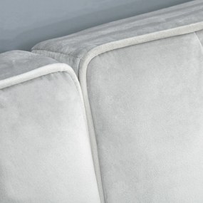 HOMCOM Sofá Cama com Chaise Longue de 3 Lugares Tato Aveludado com Encosto Ajustável e Apoio para os Pés Móvel 218x85x86cm Cinza Claro