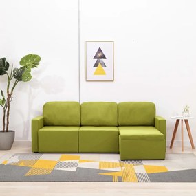 Sofá-cama modular de 3 lugares tecido verde