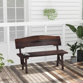 Banco para jardim exterior em madeira de abeto com encosto inclinado Banco para varanda frontal para 2 pessoas 120 x 51 x 78 cm Castanho