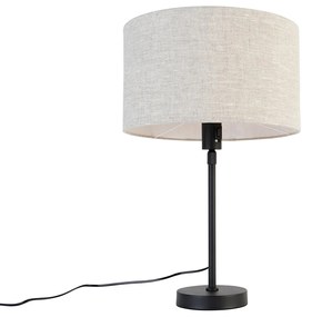 Candeeiro de mesa preto ajustável com cúpula cinzenta clara 35 cm - Parte Design