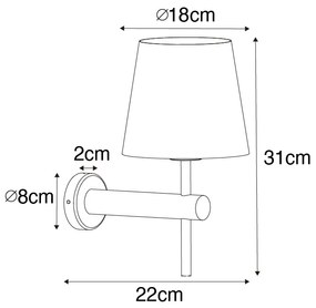 Moderno candeeiro de parede branco com aço - Pluk Moderno