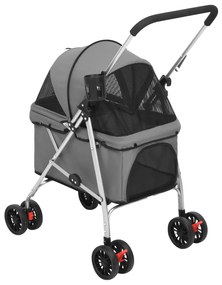 Carrinho dobrável para cães 76x50x100 cm tecido oxford cinzento