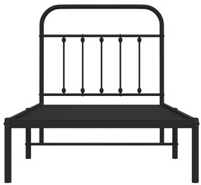 Estrutura de cama com cabeceira 90x200 cm metal preto