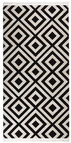 vidaXL Tapete de exterior tecelagem lisa 100x200 cm preto e bege